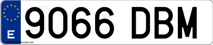 Ejemplo de matrícula de coche ordinaria 9066 DBM