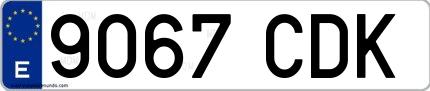 Ejemplo de matrícula española 9067 CDK