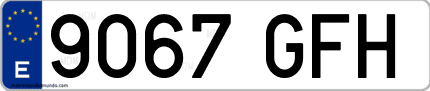 Ejemplo de matrícula de coche ordinaria 9067 GFH