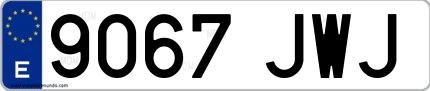 Ejemplo de matrícula española 9067 JWJ