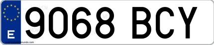 Ejemplo de matrícula española 9068 BCY