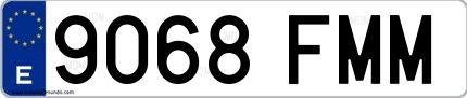 Ejemplo de matrícula de coche ordinaria 9068 FMM