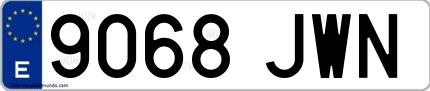 Ejemplo de matrícula española 9068 JWN
