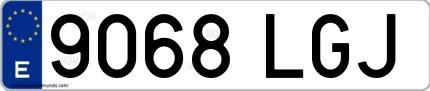 Ejemplo de matrícula española 9068 LGJ