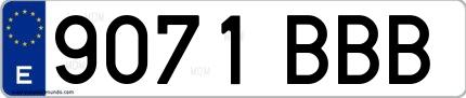 Ejemplo de matrícula española 9071 BBB