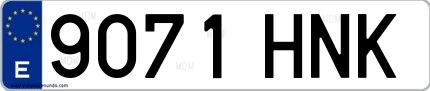 Ejemplo de matrícula española 9071 HNK