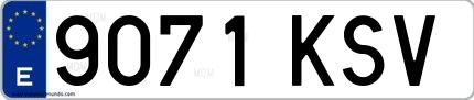 Ejemplo de matrícula española 9071 KSV