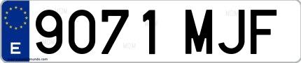 Ejemplo de matrícula española 9071 MJF