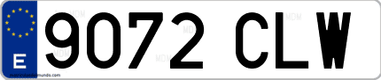 Ejemplo de matrícula de coche ordinaria 9072 CLW