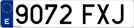 Ejemplo de matrícula española 9072 FXJ