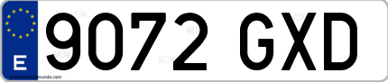 Ejemplo de matrícula de coche ordinaria 9072 GXD