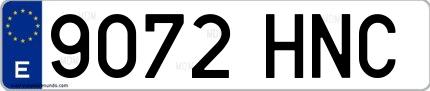 Ejemplo de matrícula española 9072 HNC