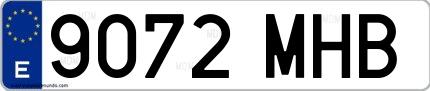 Ejemplo de matrícula española 9072 MHB