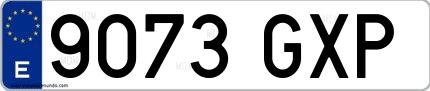 Ejemplo de matrícula española 9073 GXP