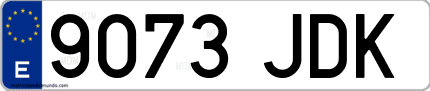 Ejemplo de matrícula de coche ordinaria 9073 JDK
