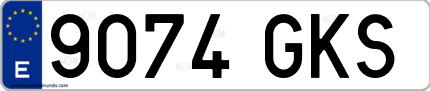 Ejemplo de matrícula de coche ordinaria 9074 GKS