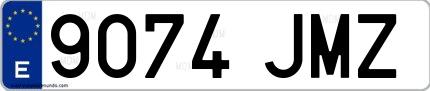 Ejemplo de matrícula española 9074 JMZ