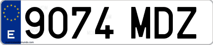 Ejemplo de matrícula de coche ordinaria 9074 MDZ
