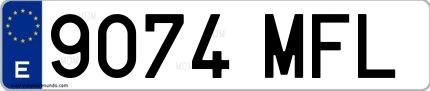 Ejemplo de matrícula española 9074 MFL