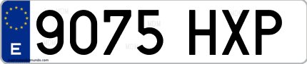 Ejemplo de matrícula de coche ordinaria 9075 HXP