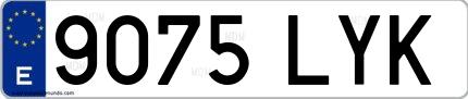 Ejemplo de matrícula española 9075 LYK
