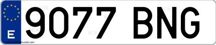 Ejemplo de matrícula de coche ordinaria 9077 BNG