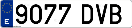 Ejemplo de matrícula de coche ordinaria 9077 DVB