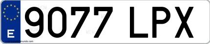 Ejemplo de matrícula española 9077 LPX