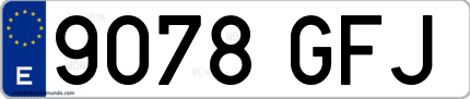 Ejemplo de matrícula de coche ordinaria 9078 GFJ