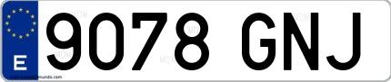 Ejemplo de matrícula española 9078 GNJ