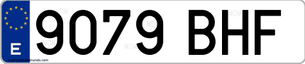 Ejemplo de matrícula de coche ordinaria 9079 BHF