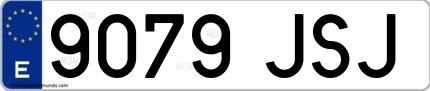Ejemplo de matrícula española 9079 JSJ