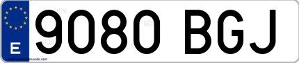 Ejemplo de matrícula española 9080 BGJ