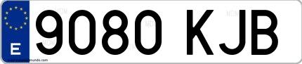 Ejemplo de matrícula española 9080 KJB