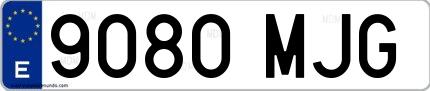 Ejemplo de matrícula española 9080 MJG