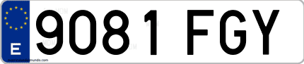 Ejemplo de matrícula de coche ordinaria 9081 FGY