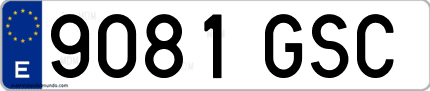 Ejemplo de matrícula de coche ordinaria 9081 GSC