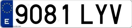 Ejemplo de matrícula española 9081 LYV