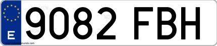 Ejemplo de matrícula española 9082 FBH