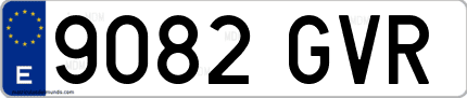 Ejemplo de matrícula de coche ordinaria 9082 GVR