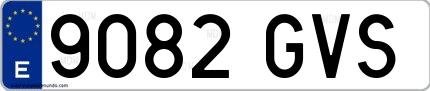 Ejemplo de matrícula española 9082 GVS