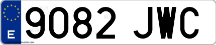 Ejemplo de matrícula de coche ordinaria 9082 JWC
