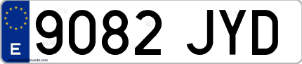 Ejemplo de matrícula de coche ordinaria 9082 JYD