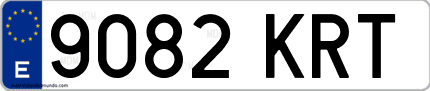 Ejemplo de matrícula de coche ordinaria 9082 KRT