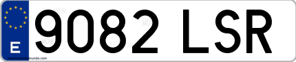Ejemplo de matrícula de coche ordinaria 9082 LSR