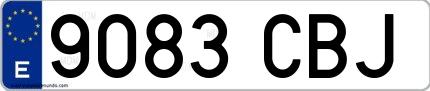 Ejemplo de matrícula española 9083 CBJ