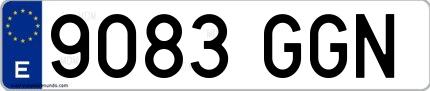Ejemplo de matrícula española 9083 GGN