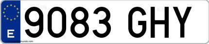 Ejemplo de matrícula española 9083 GHY