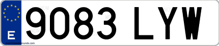 Ejemplo de matrícula de coche ordinaria 9083 LYW