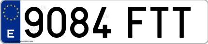 Ejemplo de matrícula española 9084 FTT